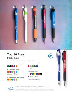 You'll love our top 10 plastic and metal pens (Hub branded)