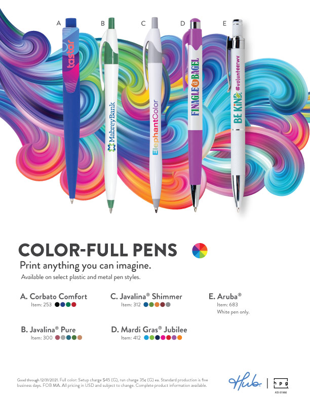 Flyer with full color pen imprints (Hub branded)