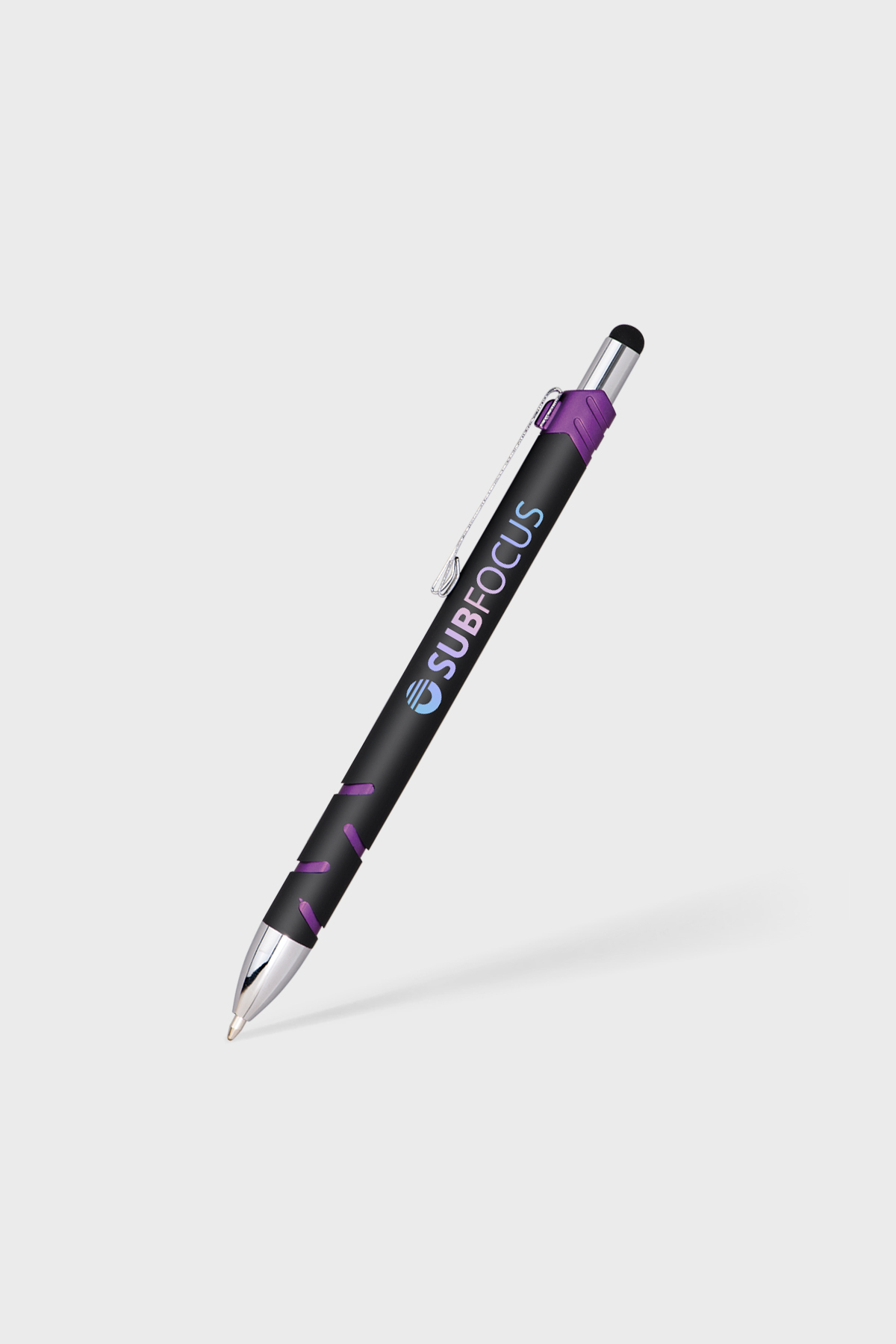 Stationery Pen, Purple Confetti Clickable Pen, Black Ink